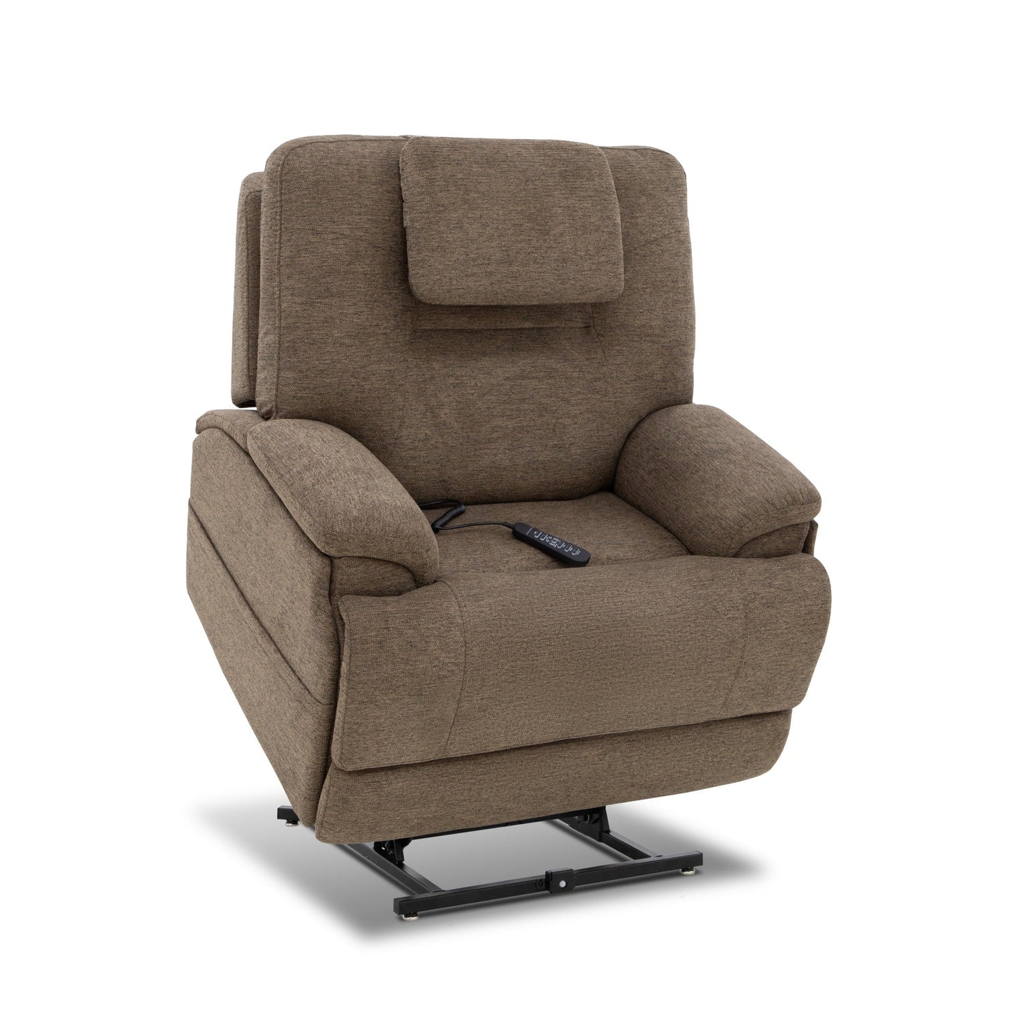 Flexsteel Zecliner Model 4+ Power Lift Recliner with Power Headrest & Lumbar, Heat & Massage - Toast