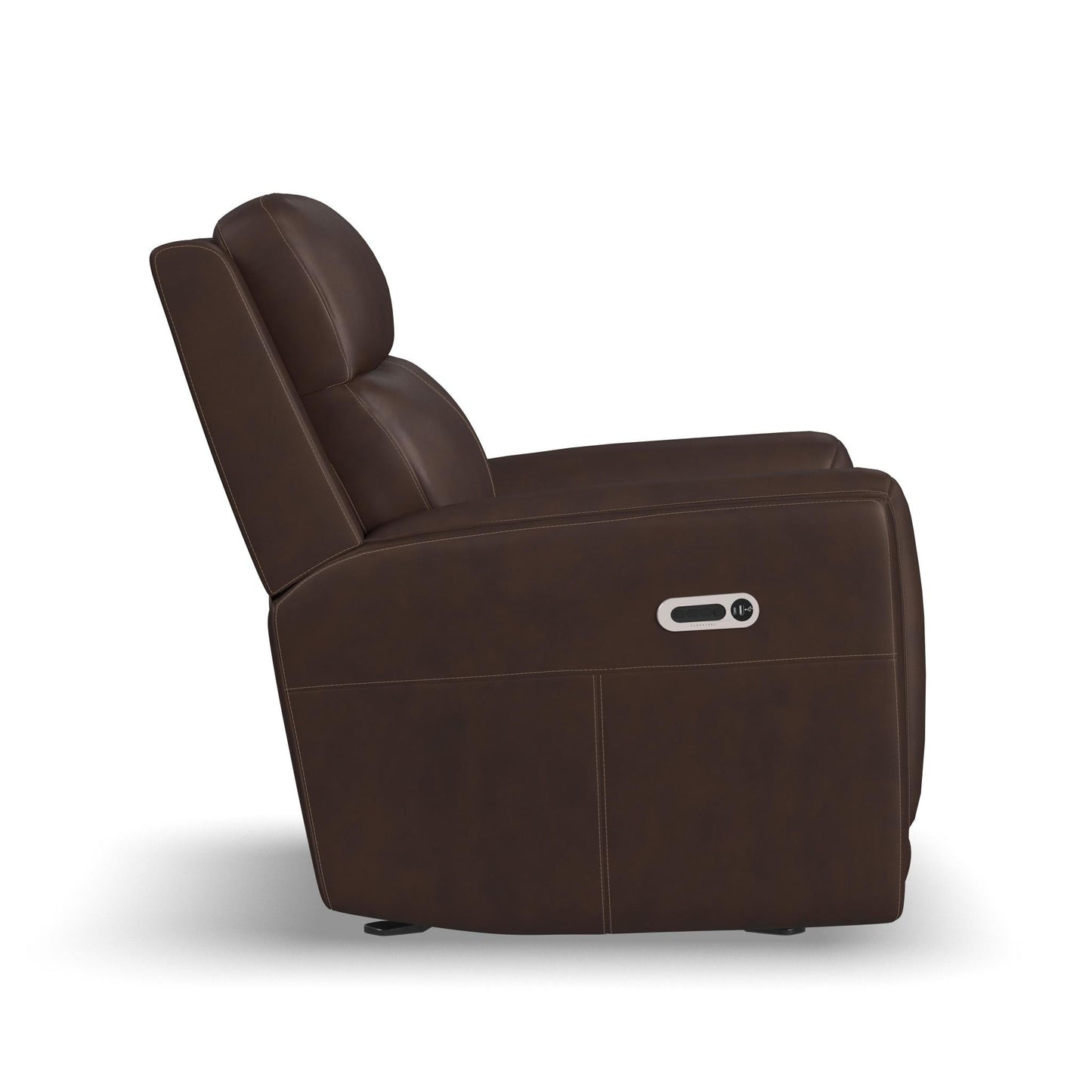 Flexsteel Alister Leather Power Gliding Recliner with Power Headrest & Lumbar - Burnt Umber