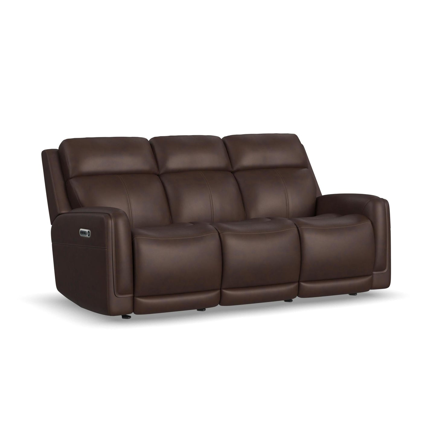 Flexsteel Alister Leather Power Gliding Sofa with Power Headrests & Lumbar - Burnt Umber