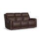 Flexsteel Alister Leather Power Gliding Sofa with Power Headrests & Lumbar - Burnt Umber