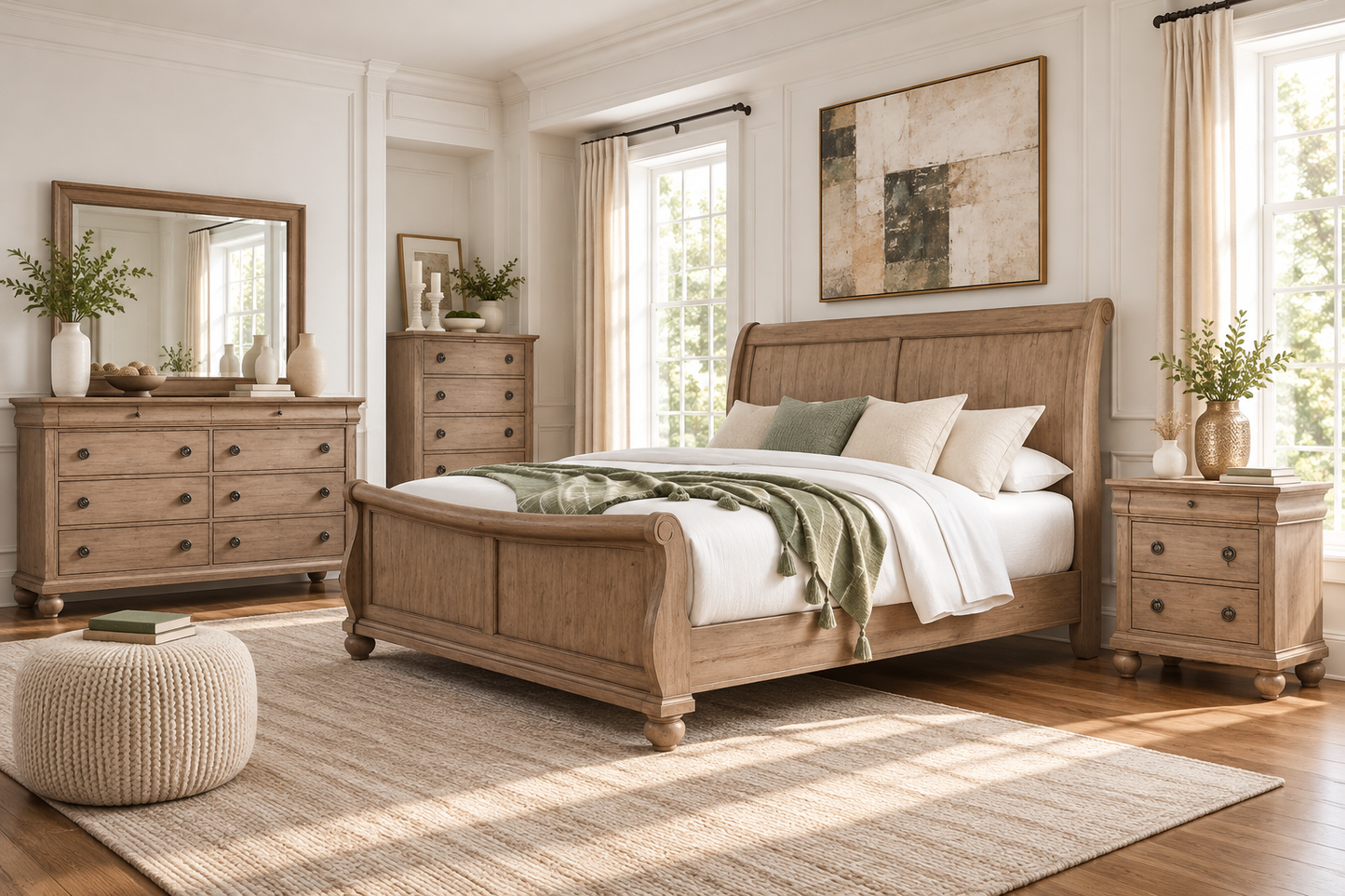 Liberty Rustic Traditions King Sleigh Bed, Dresser, Mirror, Chest & Nightstand