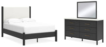 Load image into Gallery viewer, Cadmori Full Upholstered Panel Bed with Mirrored Dresser
