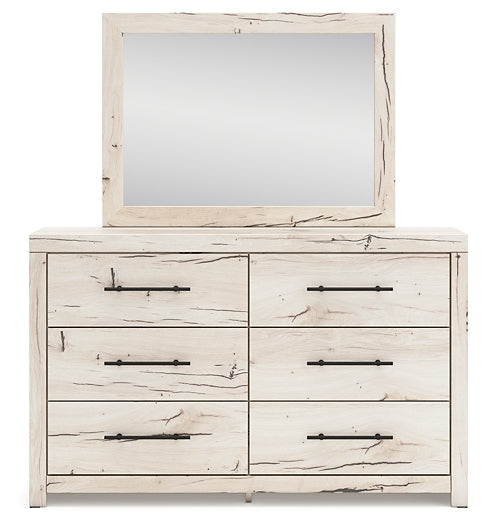 Lawroy King Panel Bed with Mirrored Dresser, Chest and Nightstand