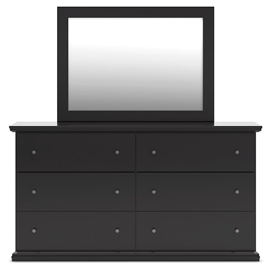 Maribel Queen Panel Bed with Mirrored Dresser and Nightstand