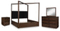 Dilenno California King Canopy Bed with Mirrored Dresser and Nightstand