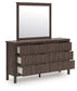 Pamytta King Upholstered Panel Bed, Dresser, Mirror and Nightstand