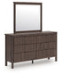 Pamytta King Upholstered Panel Bed, Dresser, Mirror and Nightstand