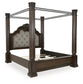 Maylee California King Canopy Bed, Dresser and Mirror