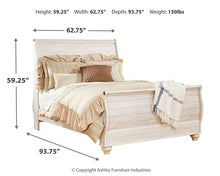 Load image into Gallery viewer, Willowton  Sleigh Bed With Mirrored Dresser, Chest And Nightstand
