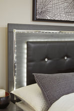 Load image into Gallery viewer, Lodanna Full Upholstered Panel Headboard with Mirrored Dresser and Chest
