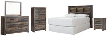 Load image into Gallery viewer, Drystan Queen/Full Bookcase Headboard with Mirrored Dresser, Chest and Nightstand
