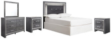 Load image into Gallery viewer, Lodanna Full Upholstered Panel Headboard with Mirrored Dresser and 2 Nightstands
