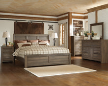 Load image into Gallery viewer, Juararo King Panel Bed with Mirrored Dresser and 2 Nightstands
