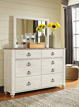 Load image into Gallery viewer, Willowton King/California King Panel Headboard with Mirrored Dresser, Chest and 2 Nightstands
