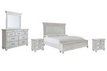 Load image into Gallery viewer, Kanwyn King Panel Bed with Storage with Mirrored Dresser and 2 Nightstands
