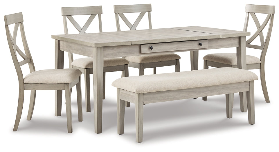 Parellen Dining Table and 4 Chairs and Bench