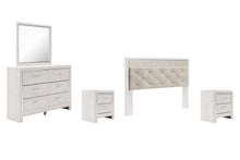 Load image into Gallery viewer, Altyra King Panel Headboard with Mirrored Dresser, Chest and 2 Nightstands
