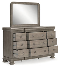 Load image into Gallery viewer, Lexorne Queen Sleigh Bed with Mirrored Dresser, Chest and 2 Nightstands
