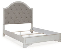 Load image into Gallery viewer, Brollyn Queen Upholstered Panel Bed with Mirrored Dresser
