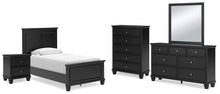 Load image into Gallery viewer, Lanolee Twin Panel Bed with Mirrored Dresser, Chest and Nightstand

