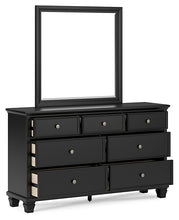 Load image into Gallery viewer, Lanolee King Panel Bed with Mirrored Dresser and Chest
